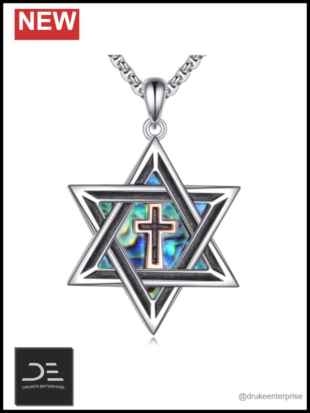 925 Sterling Silver Star of David Cross Necklace Pendant